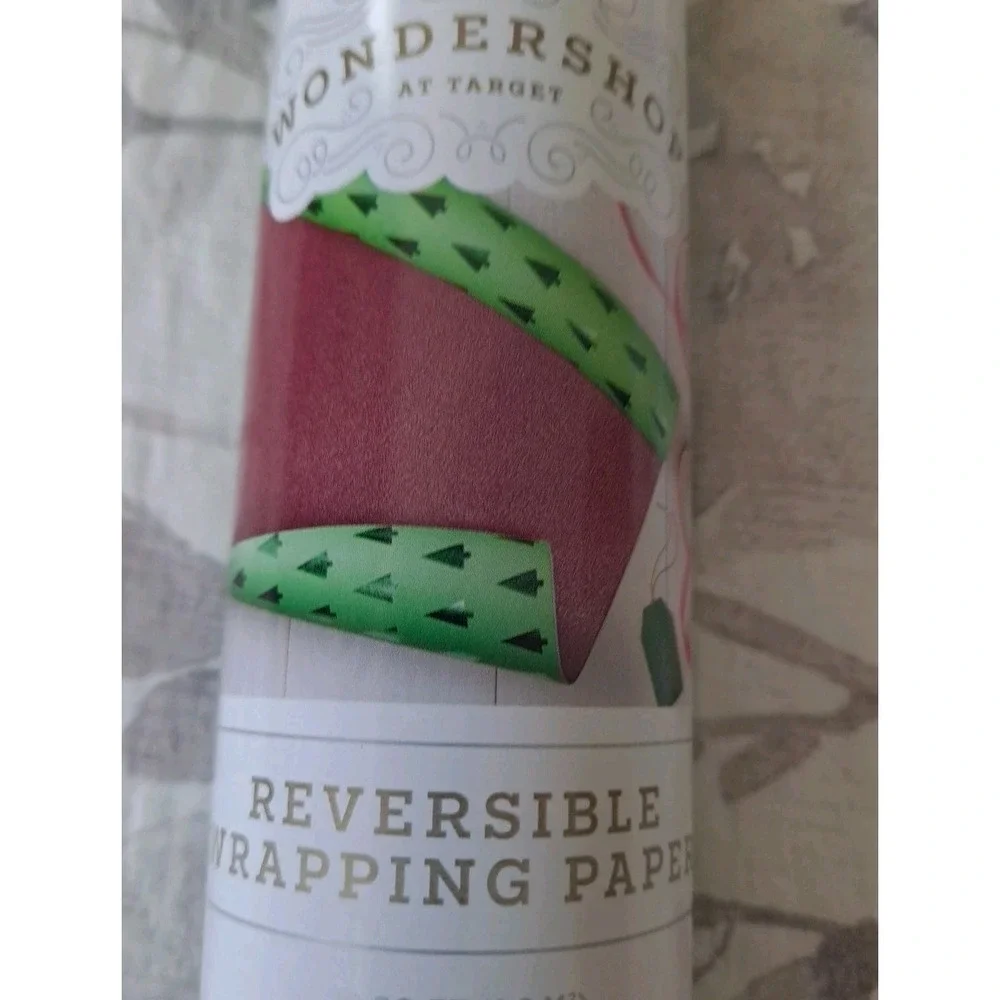 NIP 3 Rolls Wondershop Target Reversible Wrapping Paper Christmas Tree‎ And Red